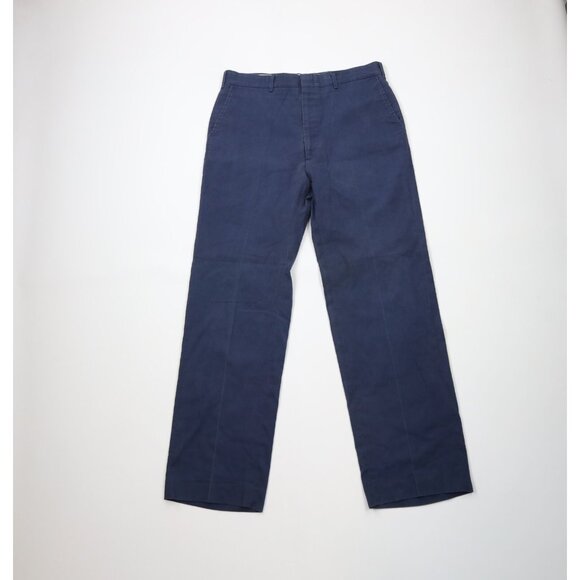 Vintage 70s Streetwear Mens 32x31 Faded Flared Wide Leg Chino Pants Blue USA